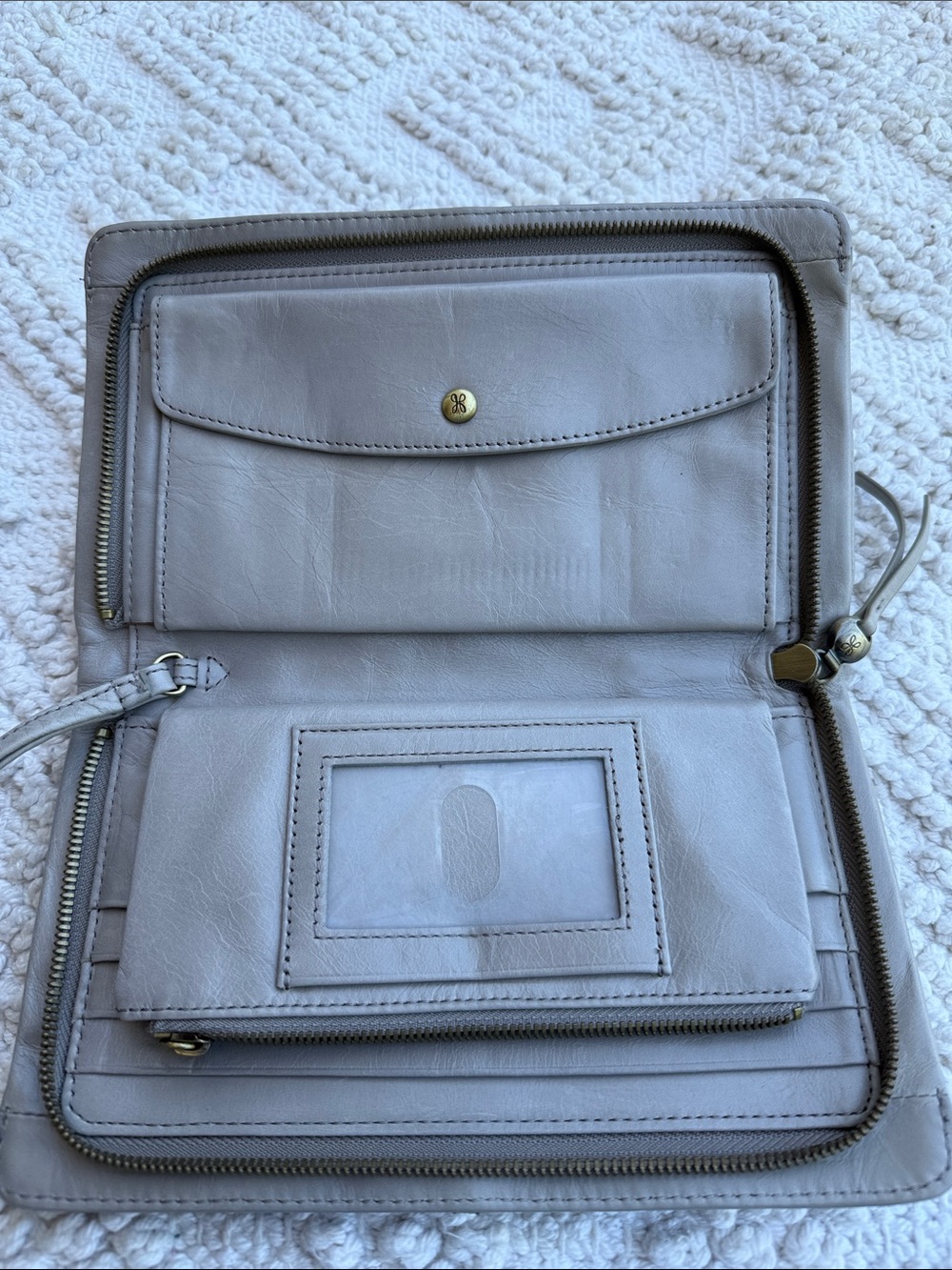 Hobo Leather Wristlet Wallet - Gray - Picture 5 of 10